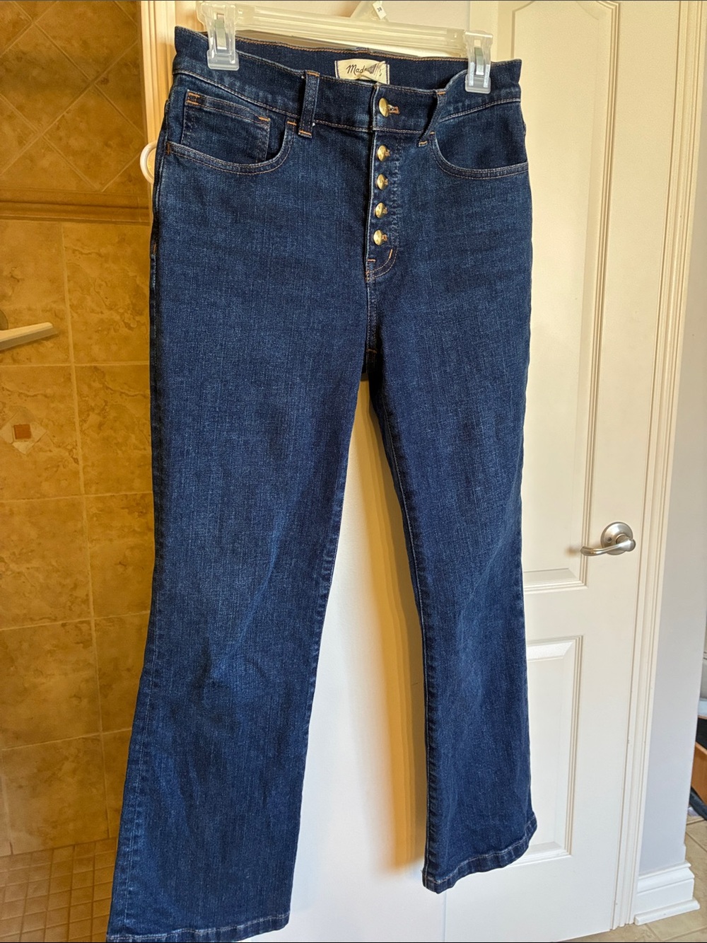 Madewell Dark Blue High-Rise Button-Fly Flare Jeans